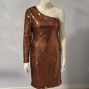 Laura rose gold one shoulder sequin dress